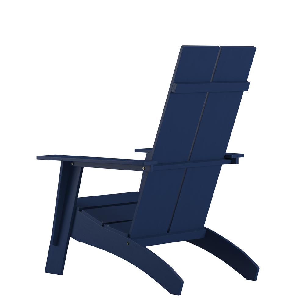 Modern Commercial All-Weather Poly Resin Wood Adirondack Chair in Navy. Picture 6