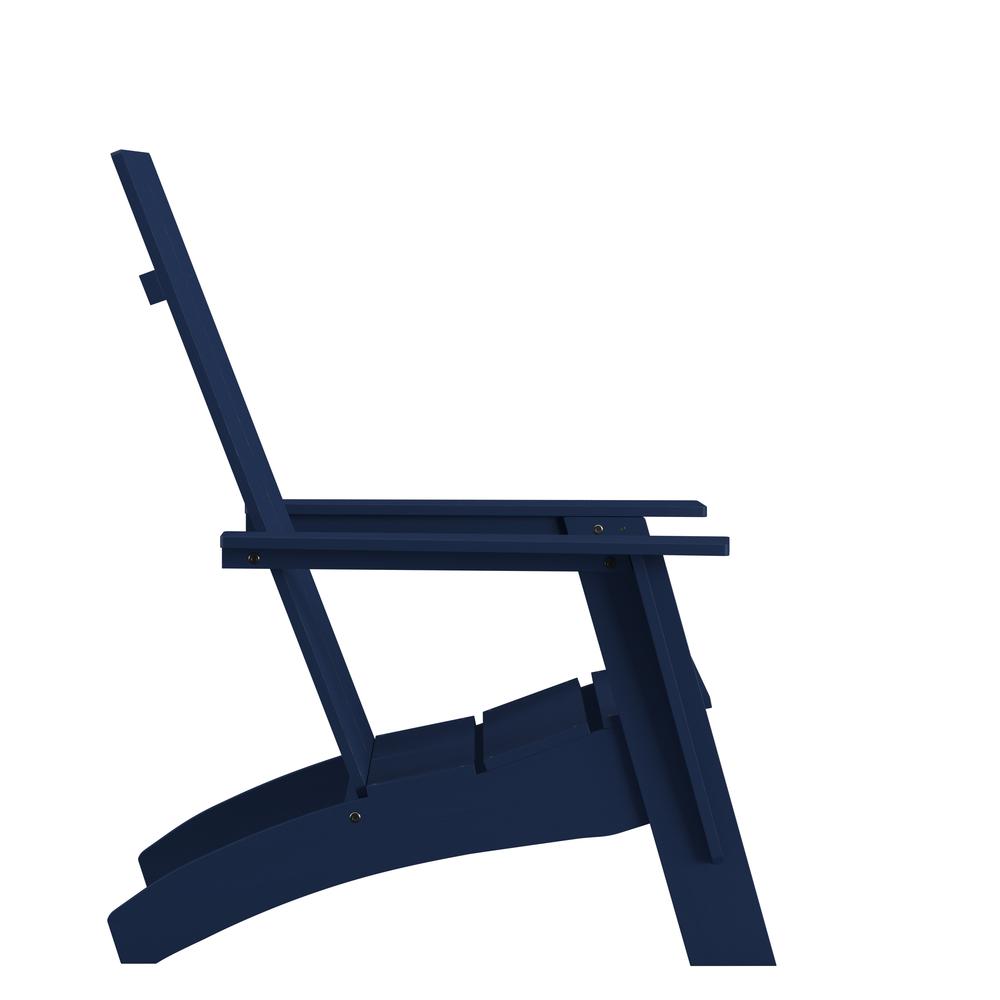 Modern Commercial All-Weather Poly Resin Wood Adirondack Chair in Navy. Picture 8
