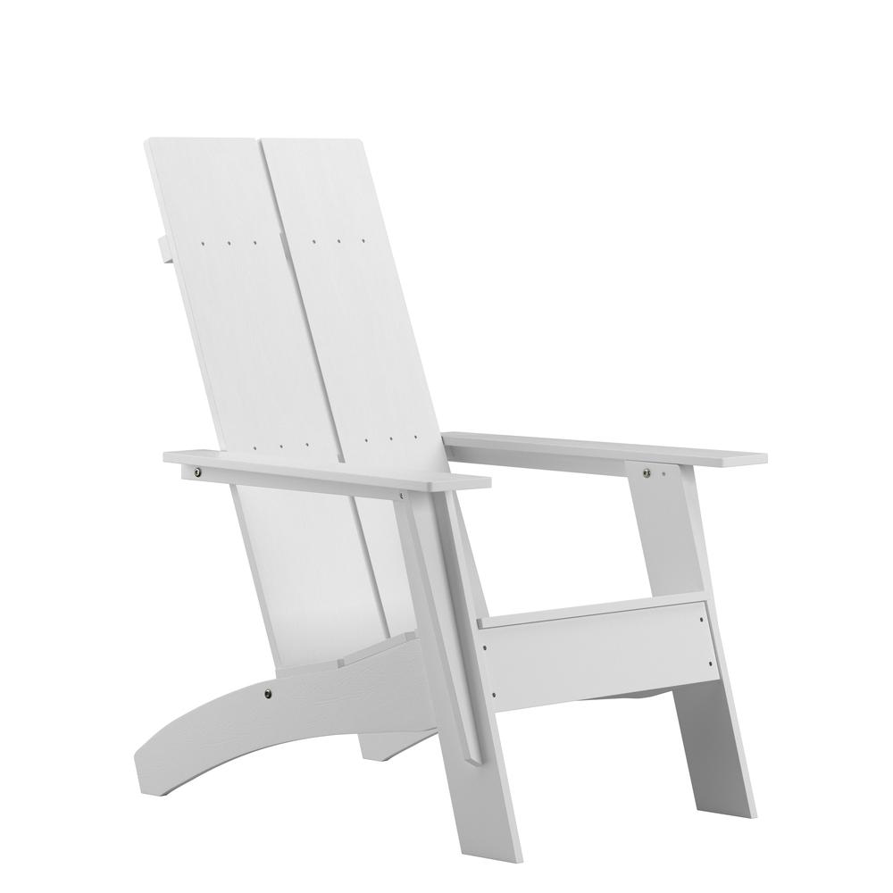 Modern Commercial All-Weather Poly Resin Wood Adirondack Chair in White. Picture 2