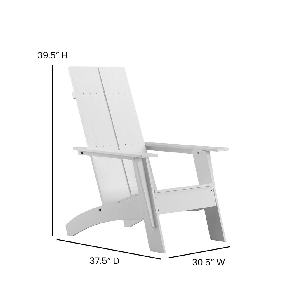 Modern Commercial All-Weather Poly Resin Wood Adirondack Chair in White. Picture 4