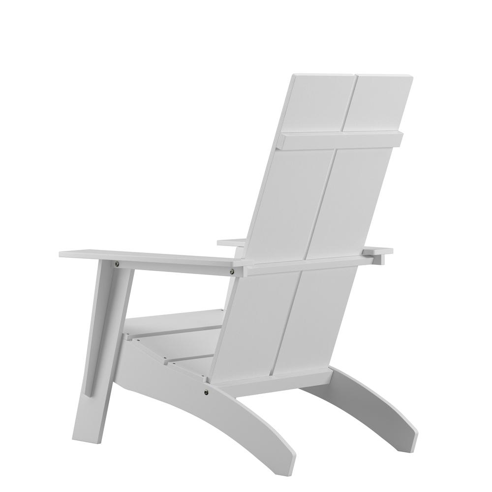 Modern Commercial All-Weather Poly Resin Wood Adirondack Chair in White. Picture 5