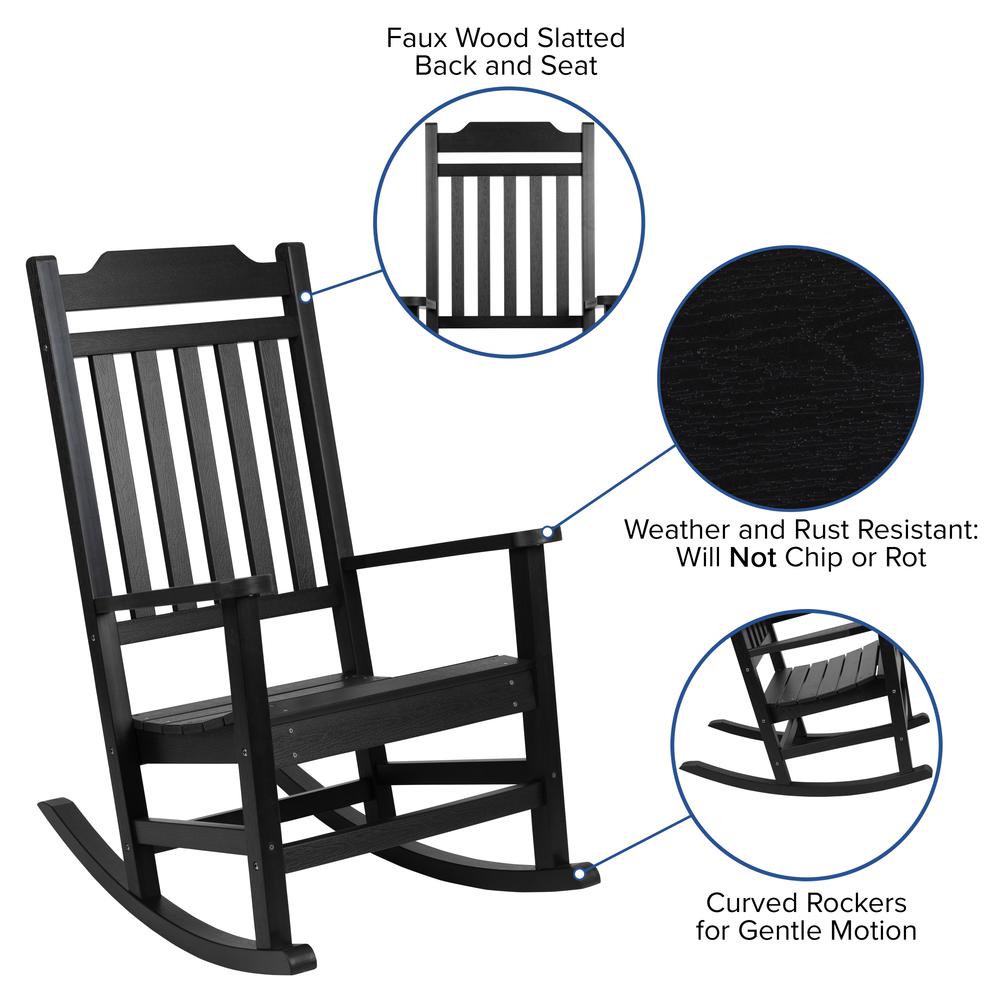 Set of 2 Winston All-Weather Poly Resin Rocking Chairs with Accent Side Table in Black. Picture 4