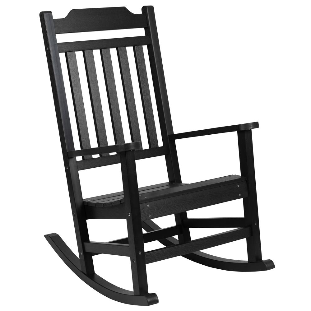 Set of 2 Winston All-Weather Poly Resin Rocking Chairs with Accent Side Table in Black. Picture 8