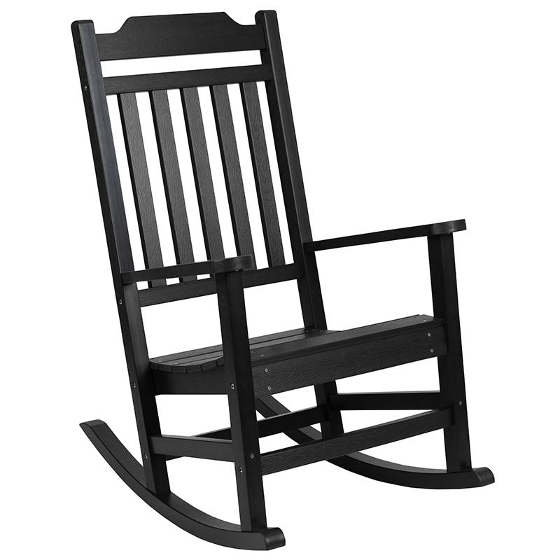 Winston All-Weather Rocking Chair in Black Faux Wood. Picture 2