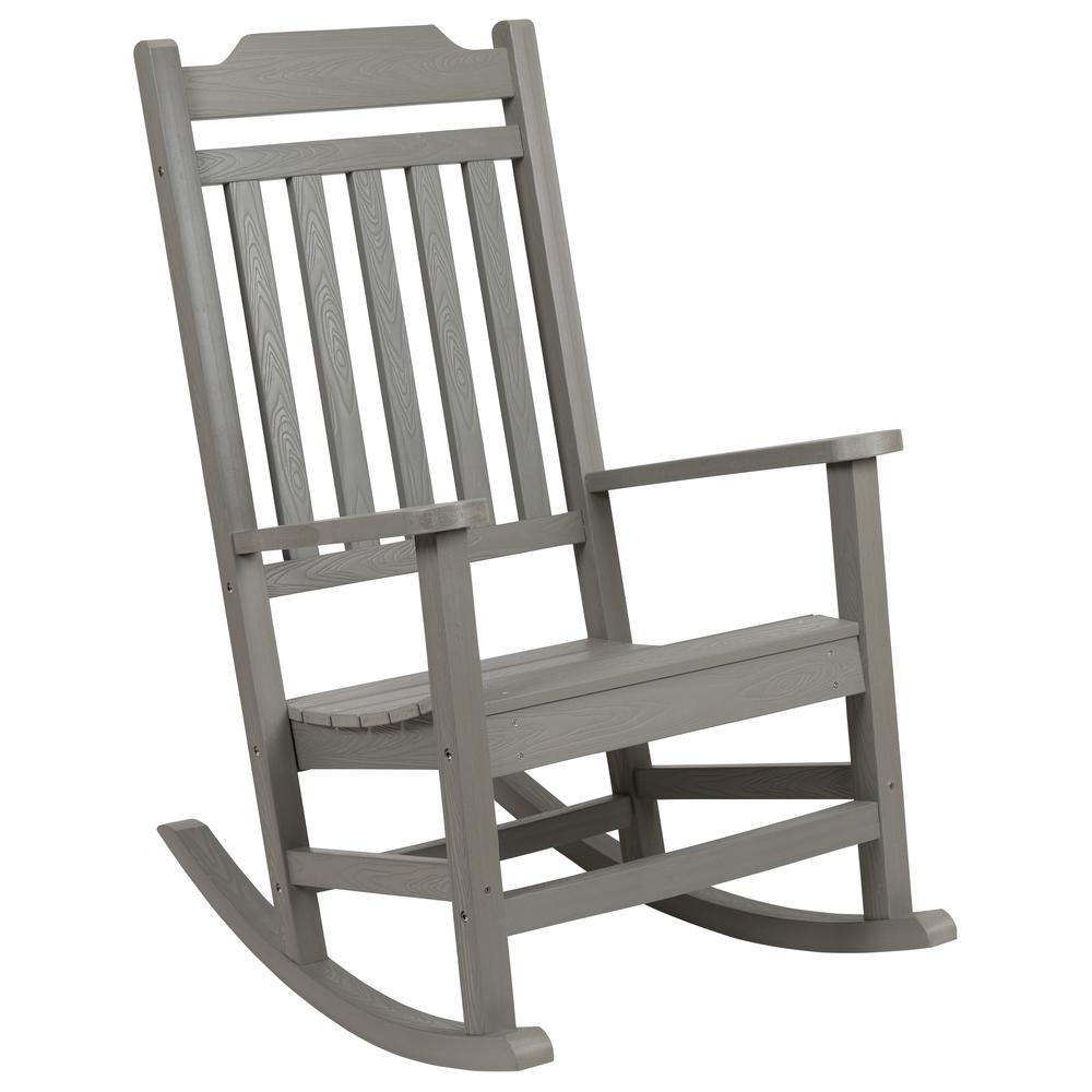 Winston All-Weather Rocking Chair in Gray Faux Wood. Picture 2