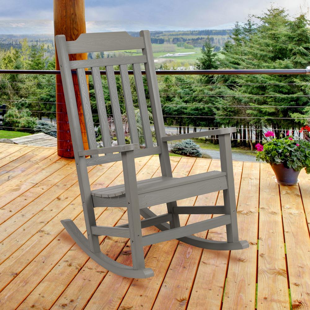 Winston All-Weather Rocking Chair in Gray Faux Wood. Picture 1