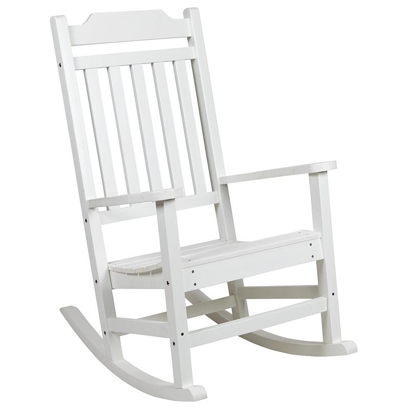 All-Weather Poly Resin Rocking Chair in White. Picture 2