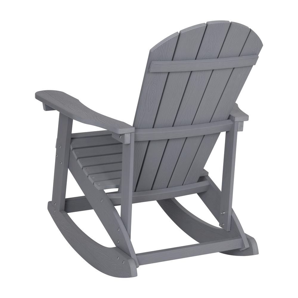 Savannah All-Weather Poly Resin Wood Adirondack Rocking Chair with Rust Resistant Stainless Steel Hardware in Gray - Set of 2. Picture 7