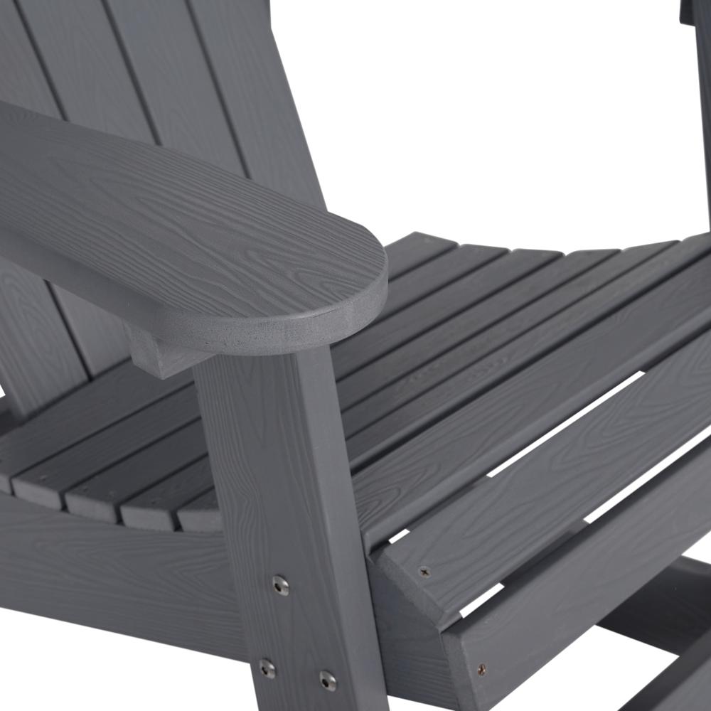 Savannah All-Weather Poly Resin Wood Adirondack Rocking Chair with Rust Resistant Stainless Steel Hardware in Gray. Picture 7