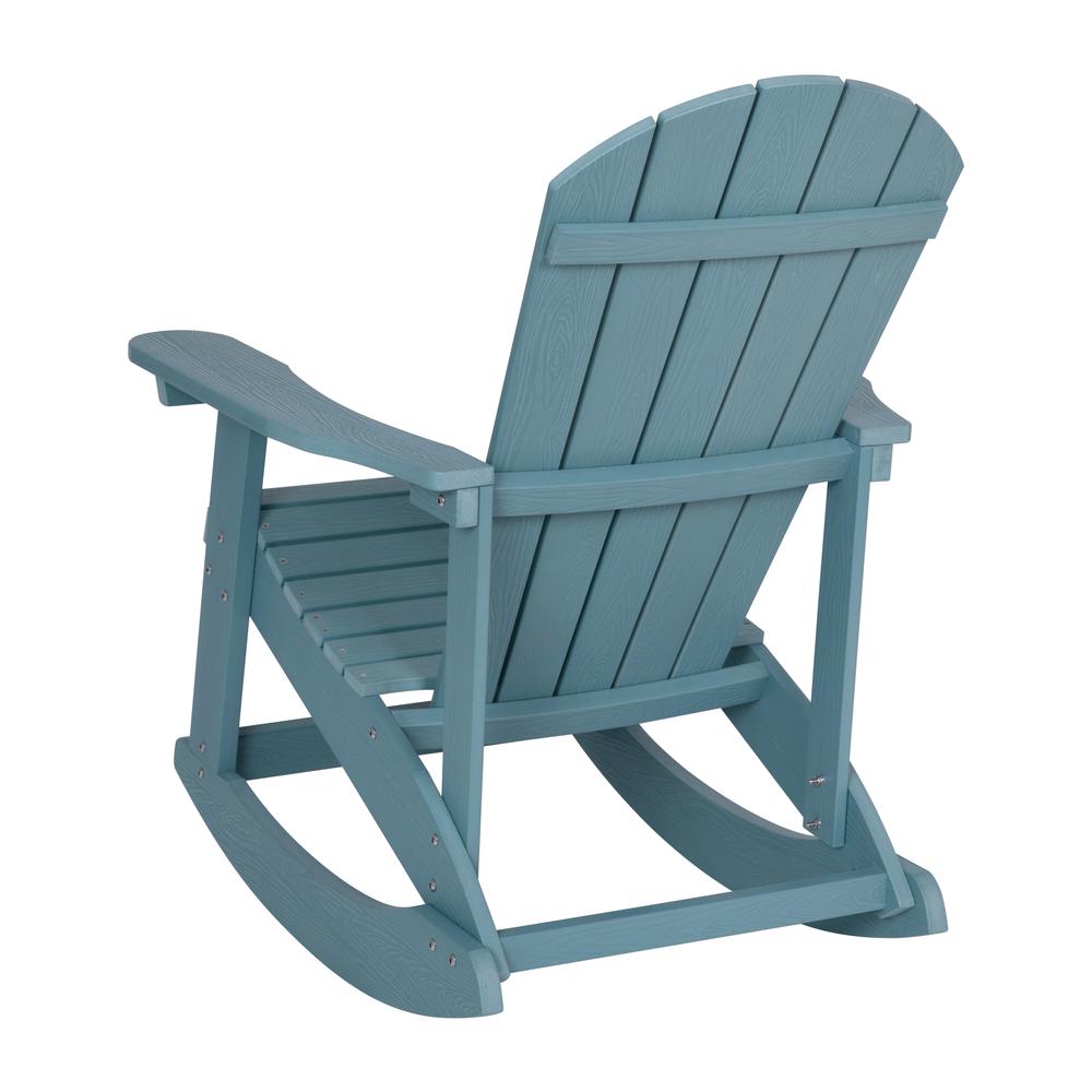 Savannah All-Weather Poly Resin Wood Adirondack Rocking Chair with Rust Resistant Stainless Steel Hardware in Sea Foam - Set of 2. Picture 7