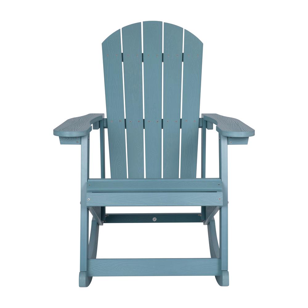 Savannah All-Weather Poly Resin Wood Adirondack Rocking Chair with Rust Resistant Stainless Steel Hardware in Sea Foam - Set of 2. Picture 10