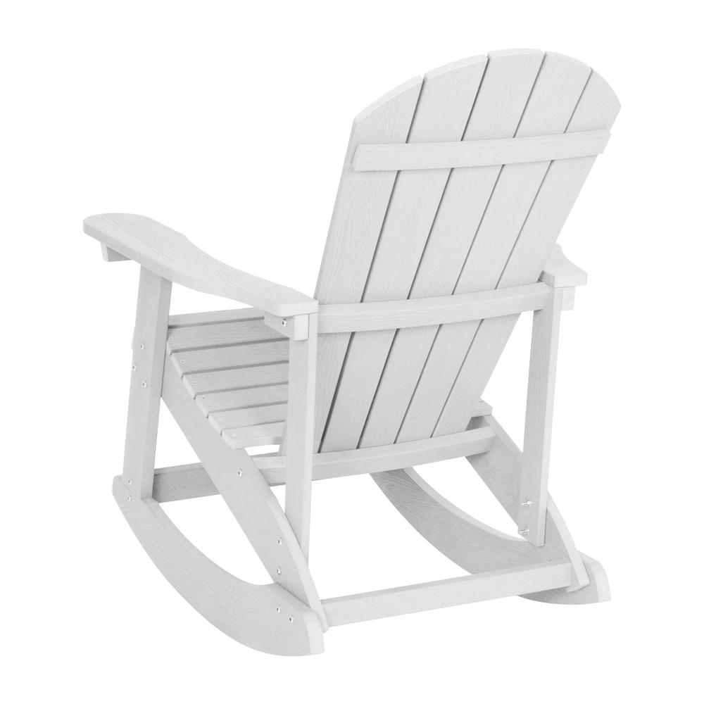 Savannah All-Weather Poly Resin Wood Adirondack Rocking Chair with Rust Resistant Stainless Steel Hardware in White - Set of 2. Picture 7