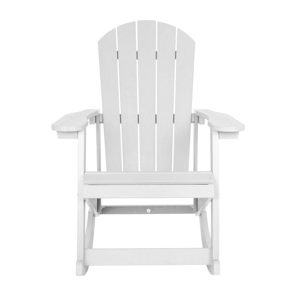 Savannah All-Weather Poly Resin Wood Adirondack Rocking Chair with Rust Resistant Stainless Steel Hardware in White - Set of 2. Picture 10