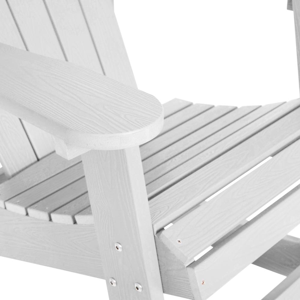 Savannah All-Weather Poly Resin Wood Adirondack Rocking Chair with Rust Resistant Stainless Steel Hardware in White. Picture 7