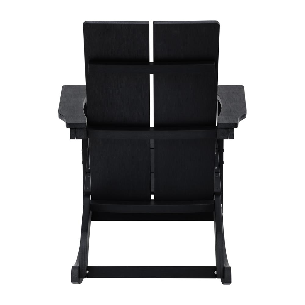 All-Weather 2-Slat Poly Resin Wood Rocking Adirondack Chair in Black. Picture 8