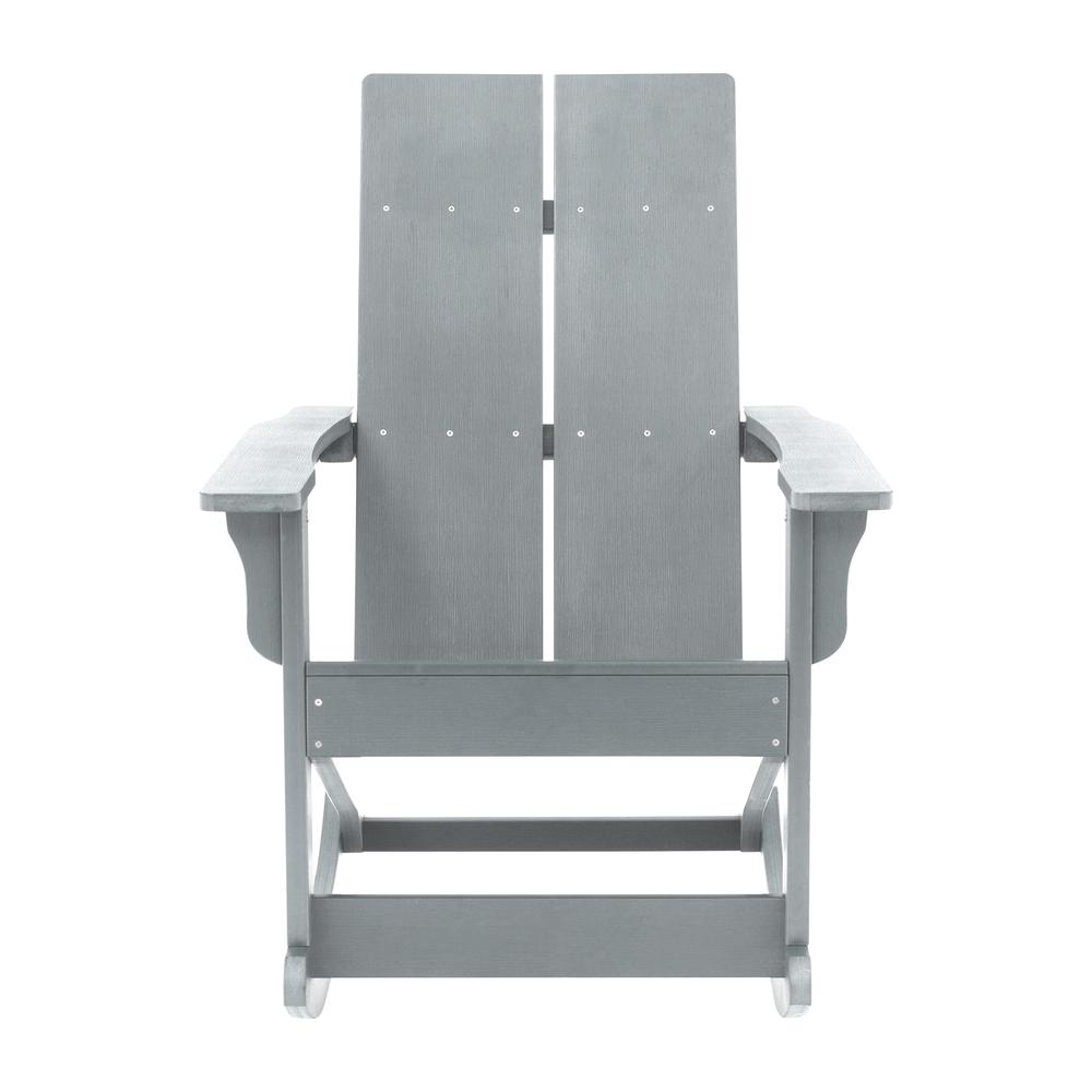Finn Modern All-Weather 2-Slat Poly Resin Rocking Adirondack Chair with Rust Resistant Stainless Steel Hardware in Gray - Set of2. Picture 12