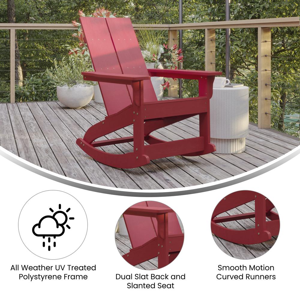 Set of 2 Modern Commercial Grade Adirondack Rocking Chairs. Picture 8