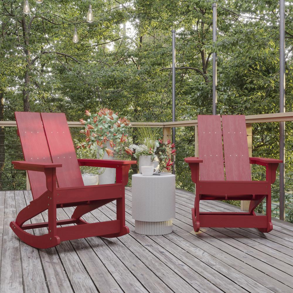 Set of 2 Modern Commercial Grade Adirondack Rocking Chairs. Picture 6