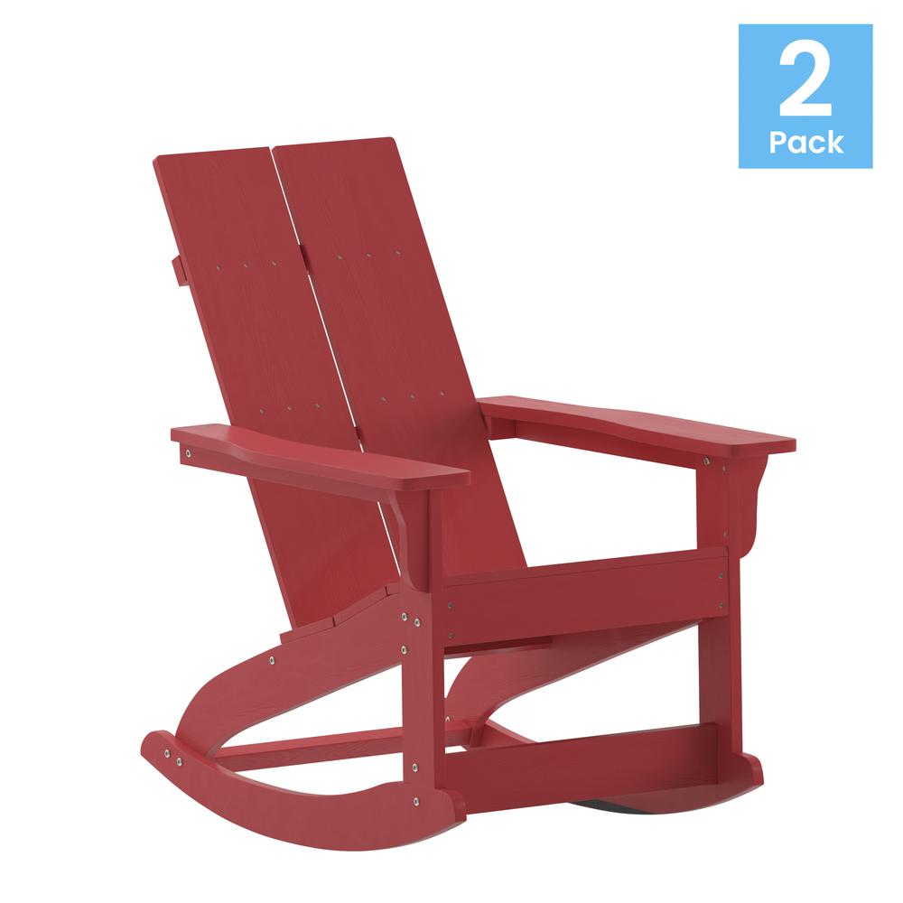 Set of 2 Modern Commercial Grade Adirondack Rocking Chairs. Picture 2
