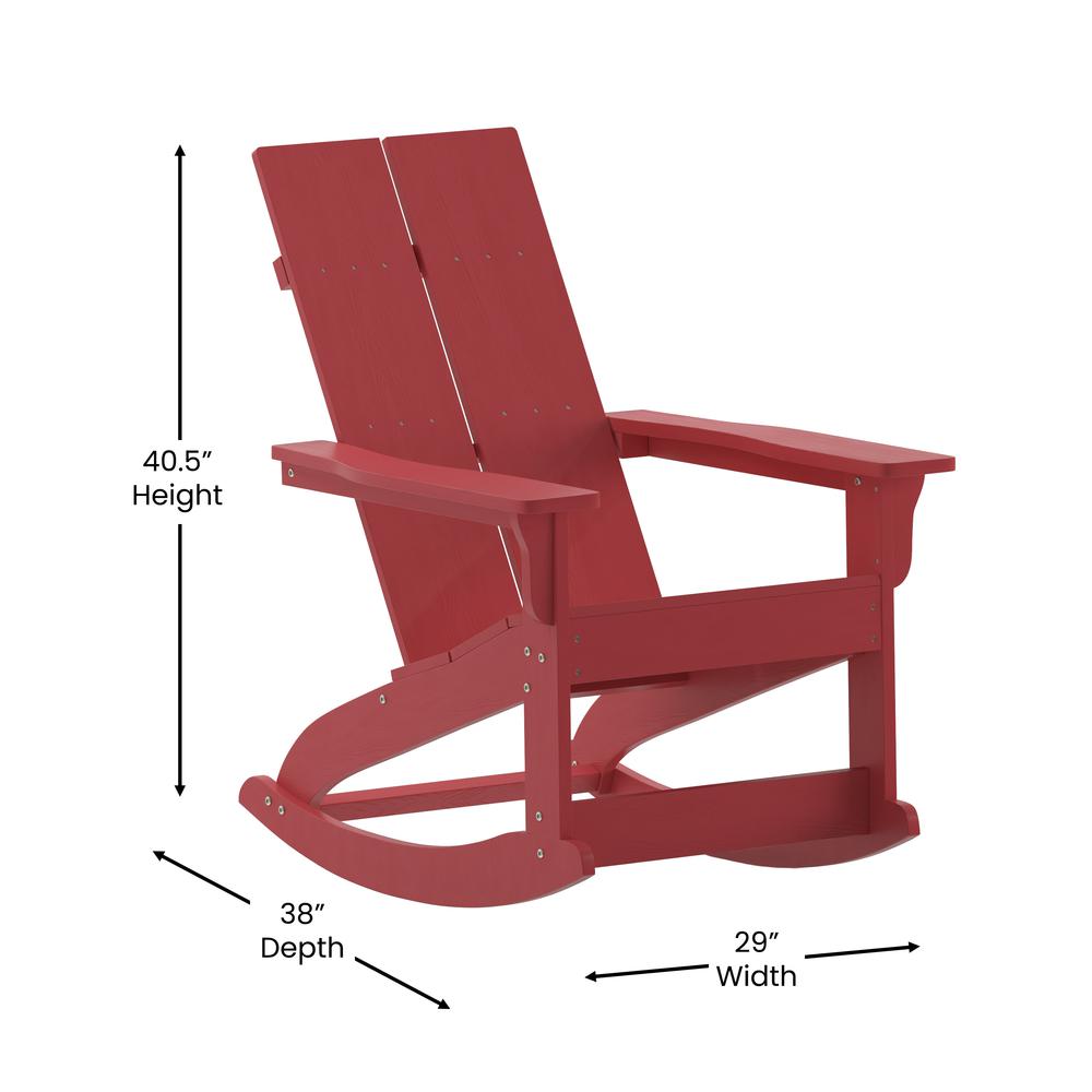 Modern Commercial Grade Adirondack Rocking Chair for Indoor/Outdoor Use. Picture 8