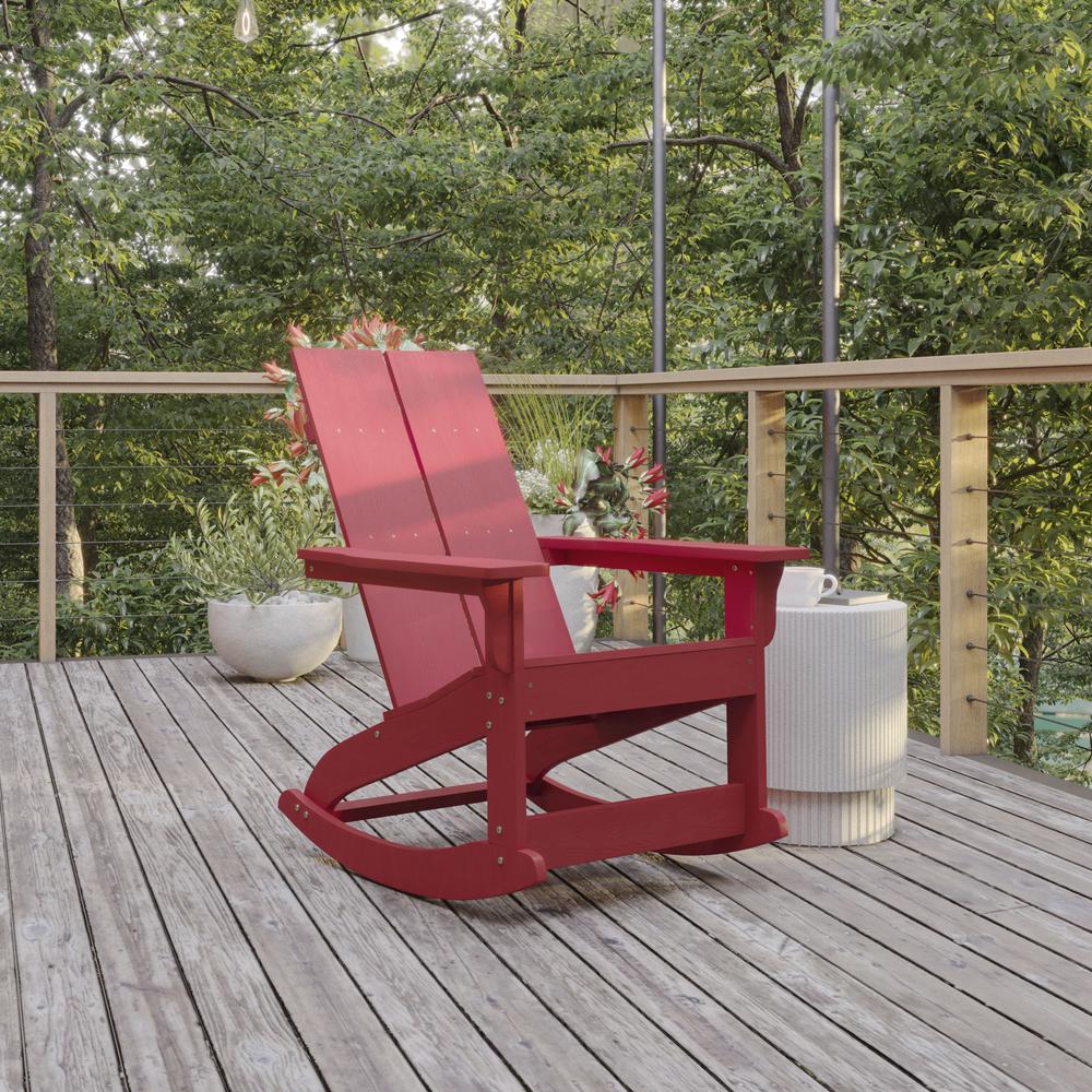 Modern Commercial Grade Adirondack Rocking Chair for Indoor/Outdoor Use. Picture 5