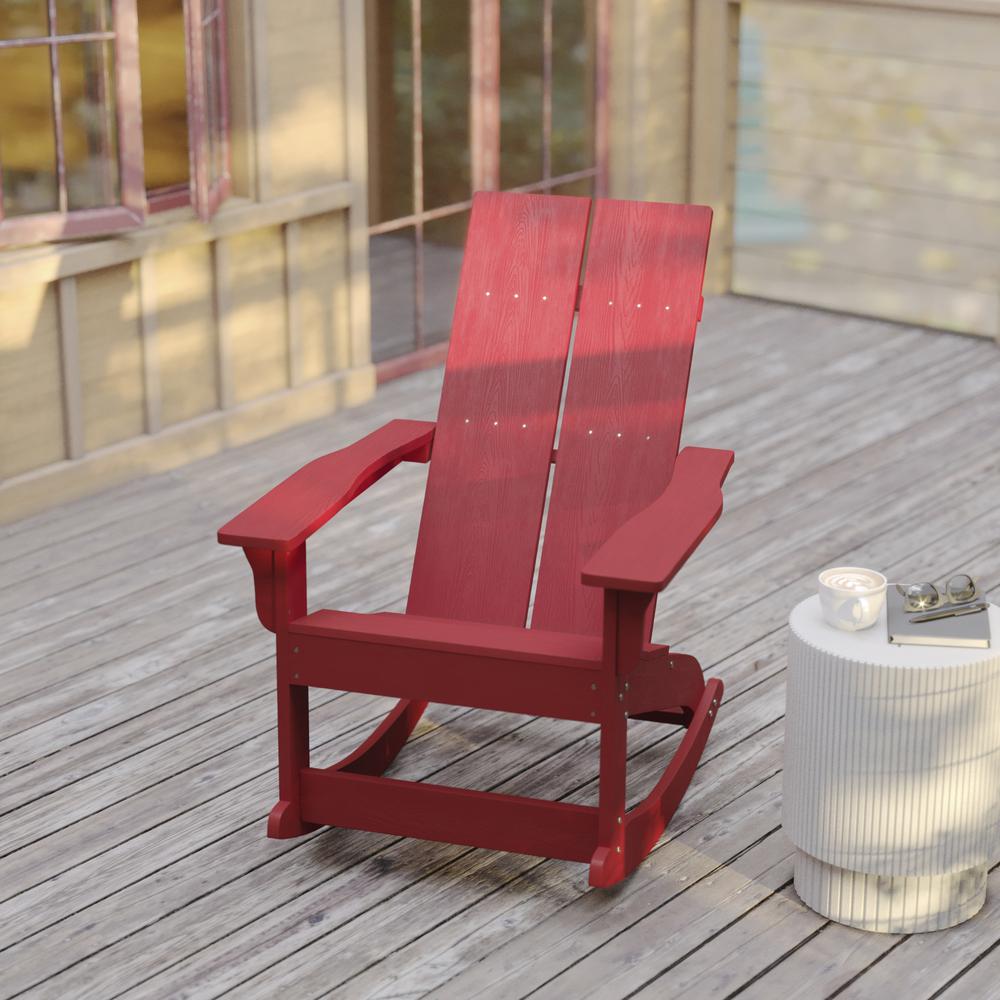 Modern Commercial Grade Adirondack Rocking Chair for Indoor/Outdoor Use. Picture 9
