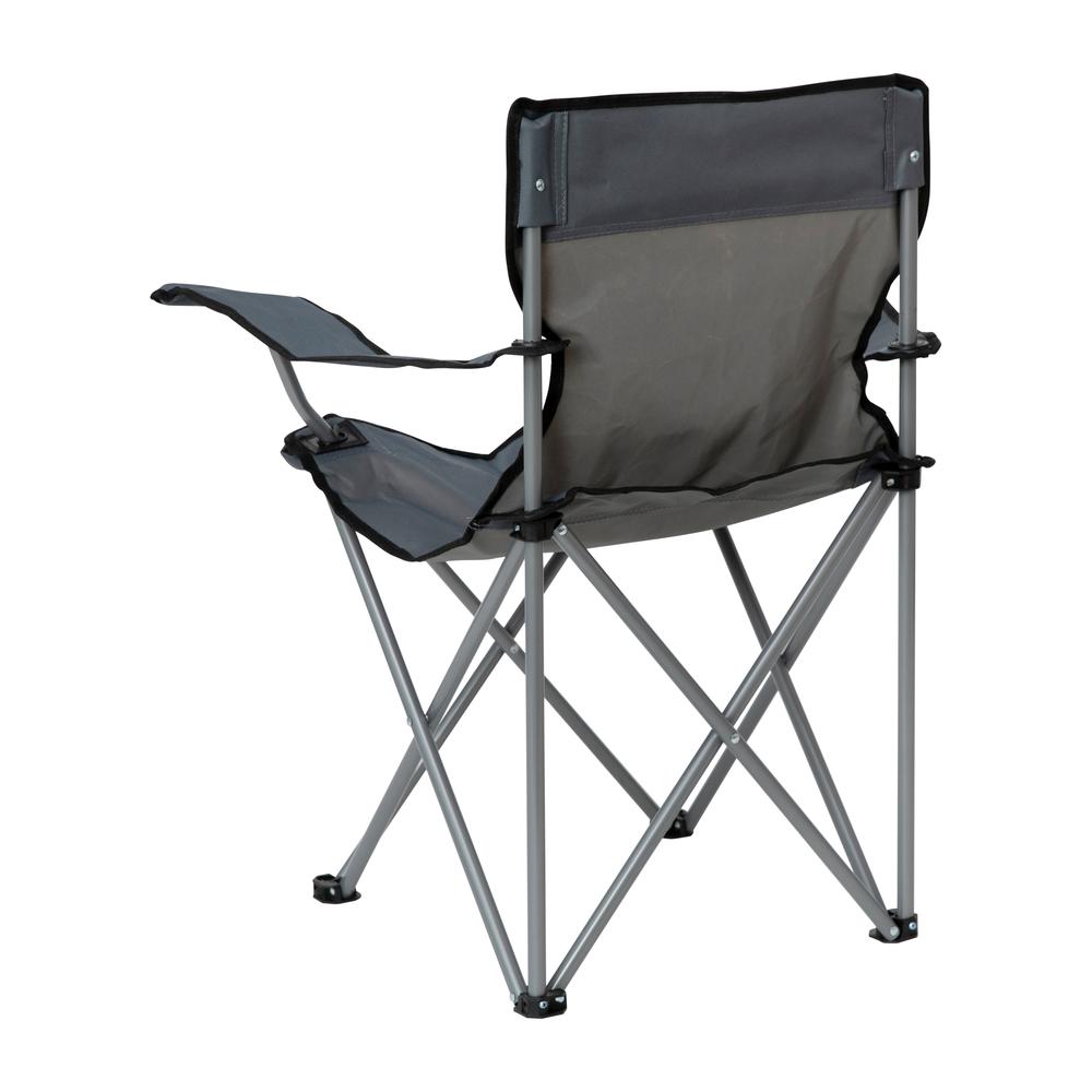 Quad Folding Camping and Sports Chair with Armrest Cupholder - Portable Gray Indoor/Outdoor Fishing Chair with Extra Wide Carry Bag. Picture 9
