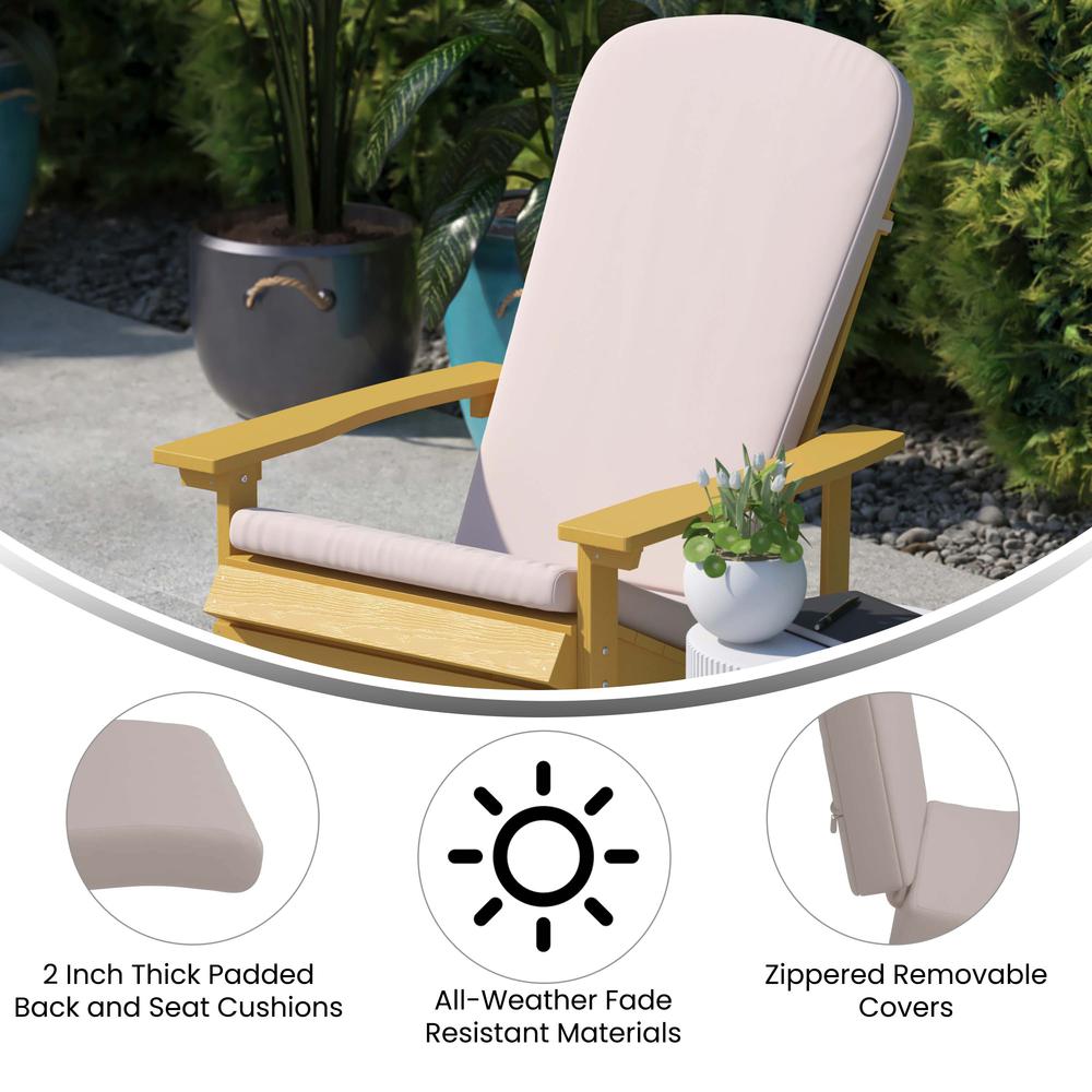 Set of 2 All Weather High Back Adirondack Chair Cushions - Cream. Picture 5