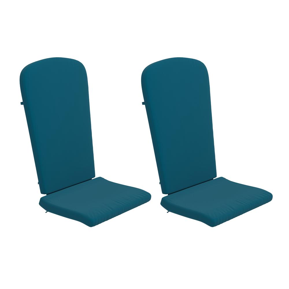 Set of 2 All Weather High Back Adirondack Chair Cushions - Teal. Picture 3