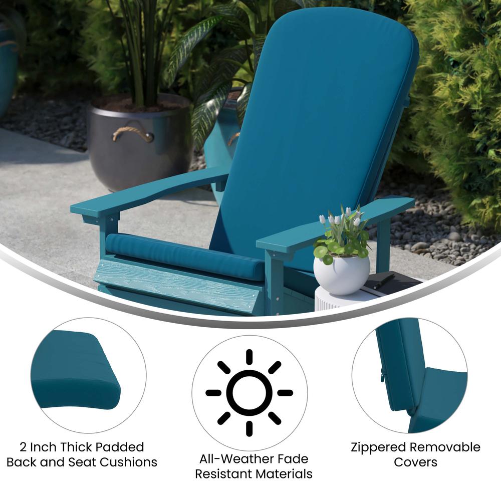Set of 2 All Weather High Back Adirondack Chair Cushions - Teal. Picture 5