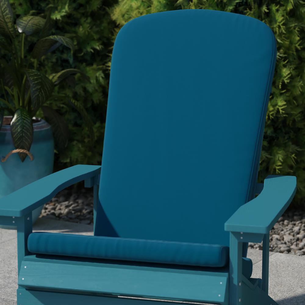 Set of 2 All Weather High Back Adirondack Chair Cushions - Teal. Picture 1