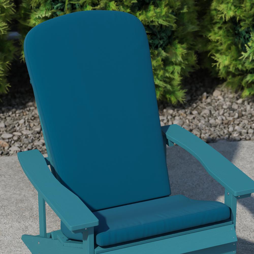 Set of 2 All Weather High Back Adirondack Chair Cushions - Teal. Picture 7