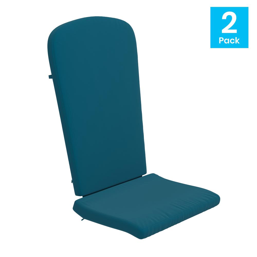 Set of 2 All Weather High Back Adirondack Chair Cushions - Teal. Picture 2