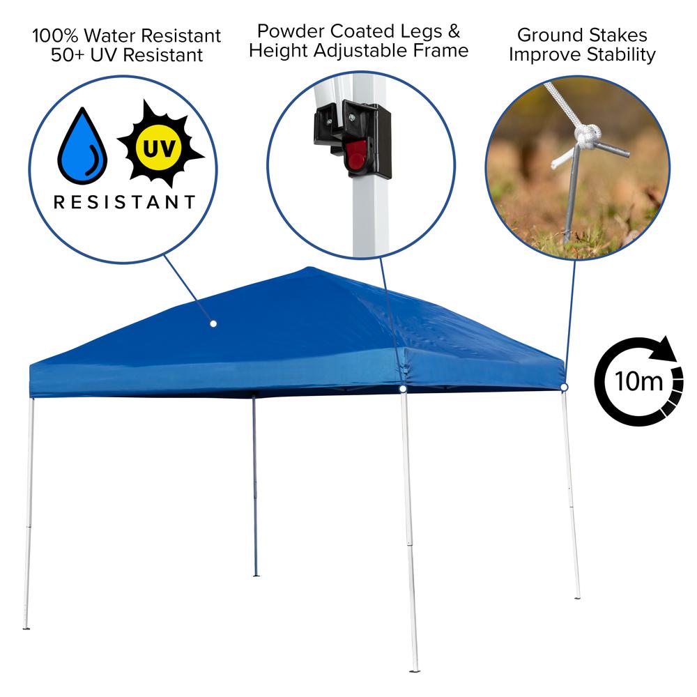 10'x10' Blue Event Canopy Tent with Carry Bag and Folding Bench Set. Picture 5