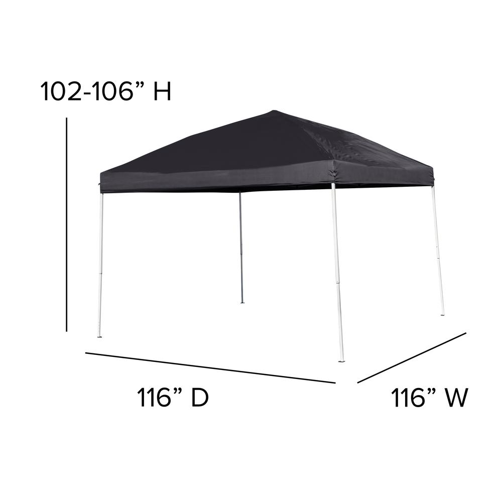 10'x10' Black Outdoor Pop Up Event Slanted Leg Canopy Tent with Carry Bag. Picture 7