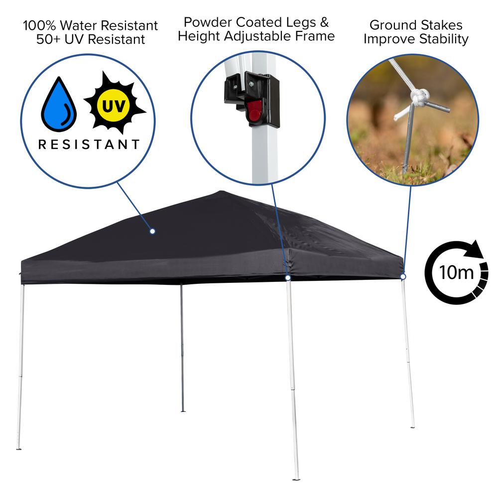 10'x10' Black Outdoor Pop Up Event Slanted Leg Canopy Tent with Carry Bag. Picture 6