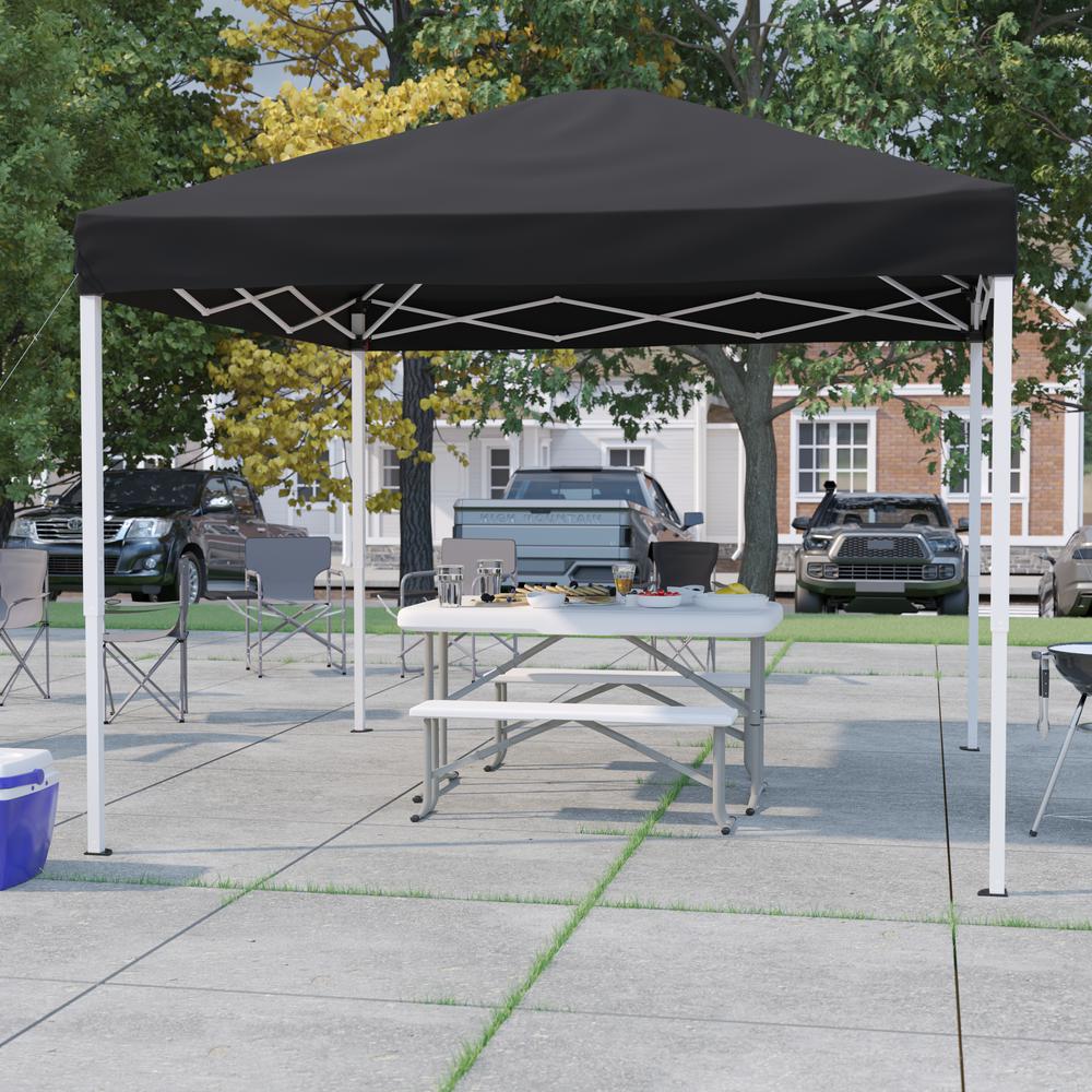 10'x10' Black Outdoor Pop Up Event Slanted Leg Canopy Tent with Carry Bag. Picture 2