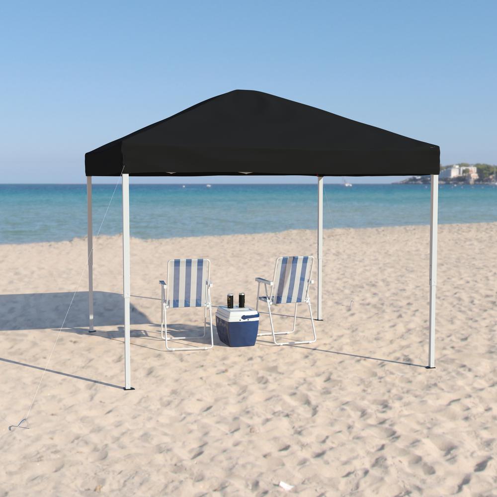 10'x10' Black Outdoor Pop Up Event Slanted Leg Canopy Tent with Carry Bag. Picture 8