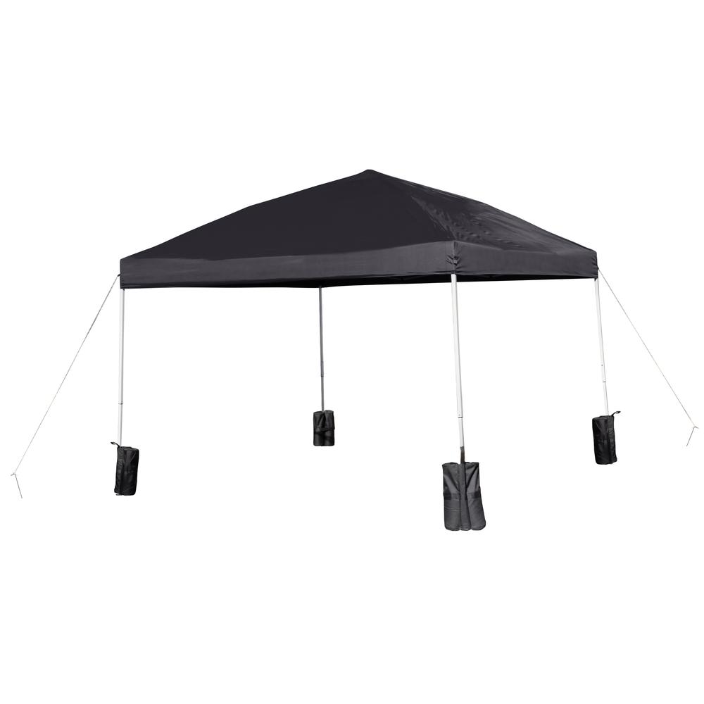 10'x10' Black Event Straight Leg Canopy Tent with Sandbags and Wheeled Case. Picture 1