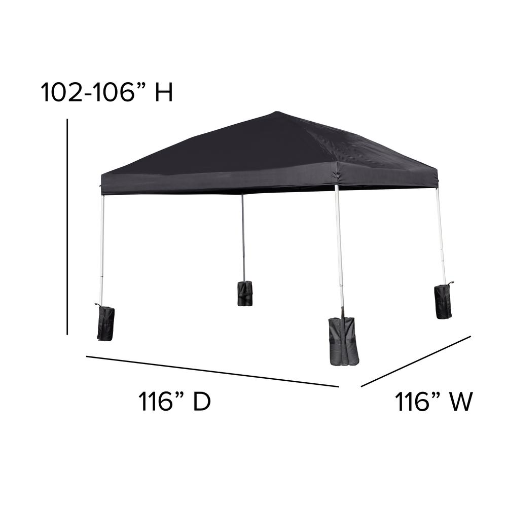10'x10' Black Event Straight Leg Canopy Tent with Sandbags and Wheeled Case. Picture 7