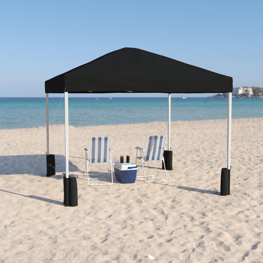 10'x10' Black Event Straight Leg Canopy Tent with Sandbags and Wheeled Case. Picture 8
