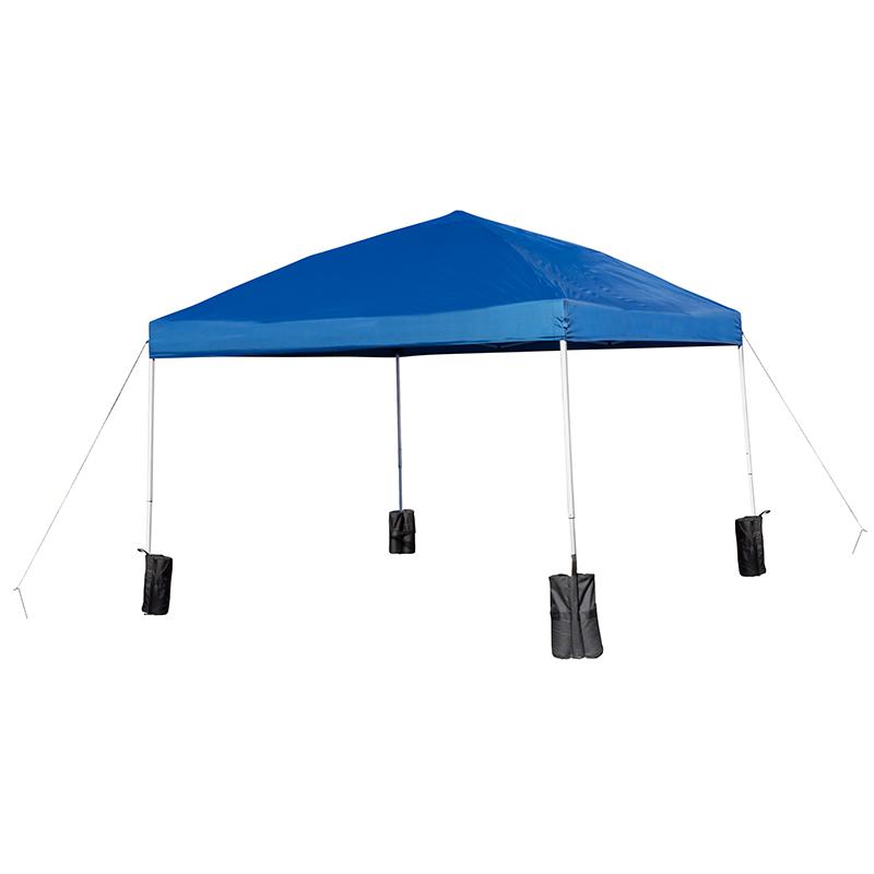 10'x10' Blue Event Straight Leg Canopy Tent with Sandbags and Wheeled Case. Picture 3