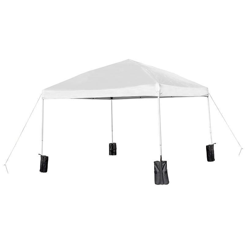 10'x10' White Event Straight Leg Canopy Tent with Sandbags and Wheeled Case. Picture 3