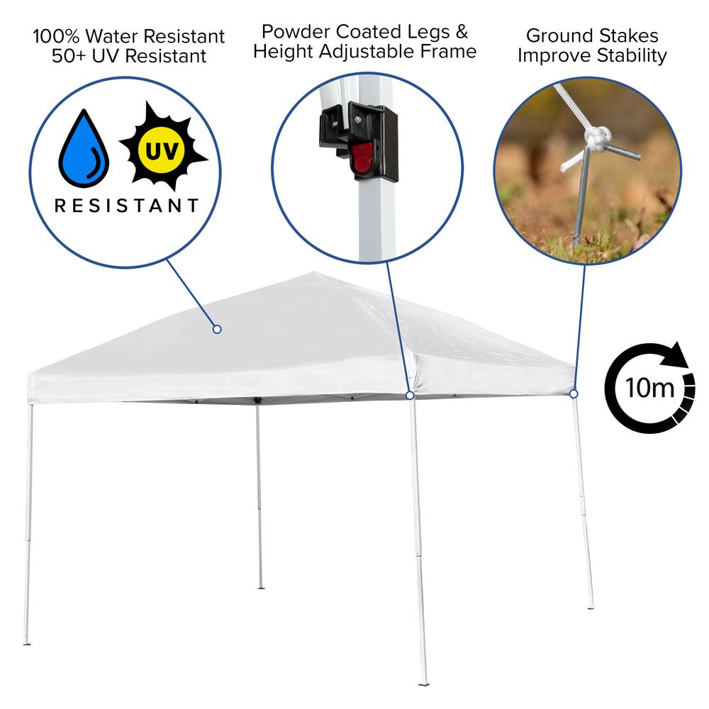 Tent Set - 10'x10' White Canopy Tent, 6-Foot Table Set of 4 White Folding Chairs. Picture 5