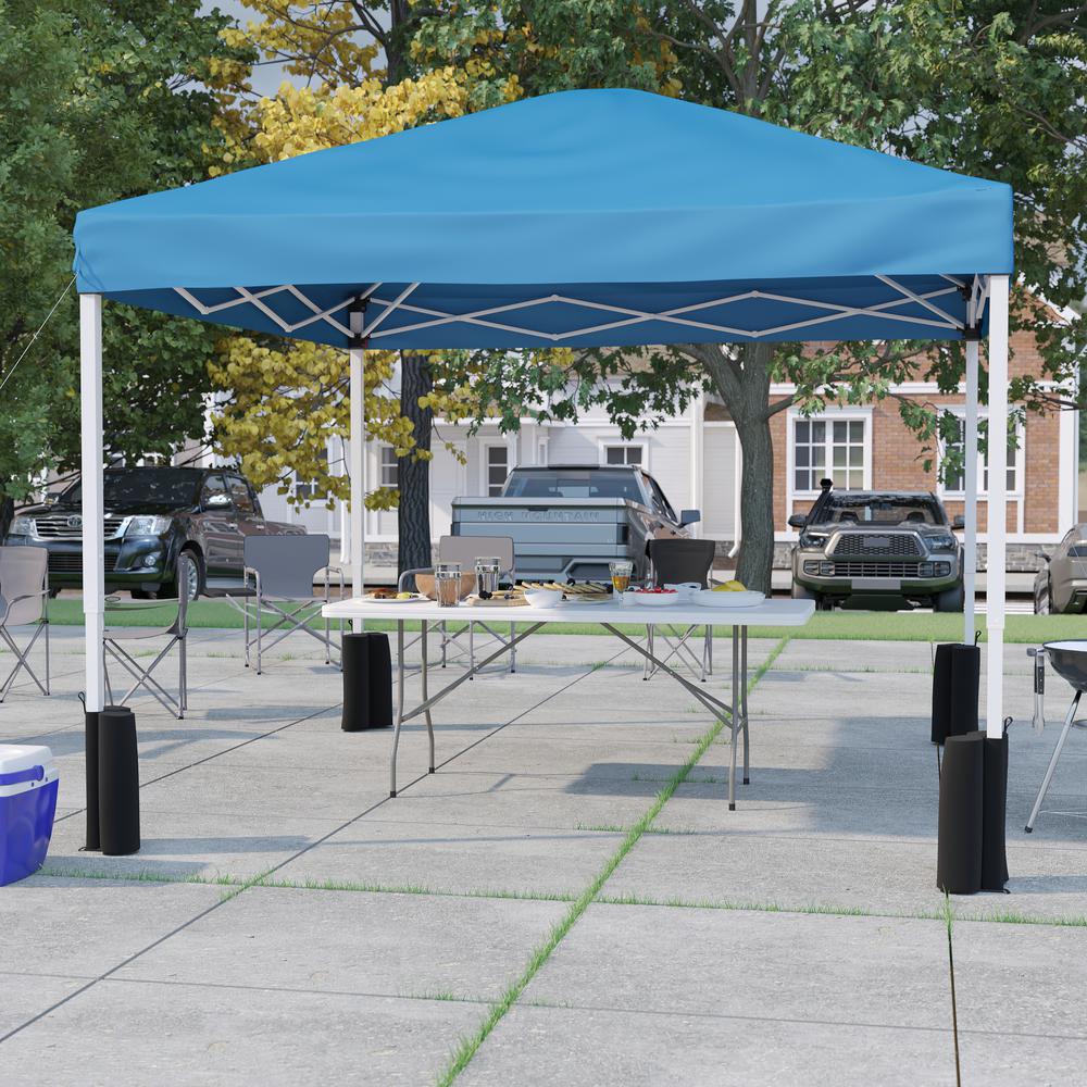 10'x10' Blue Canopy Tent with Wheeled Case and 6-Foot Bi-Fold Folding Table. Picture 2
