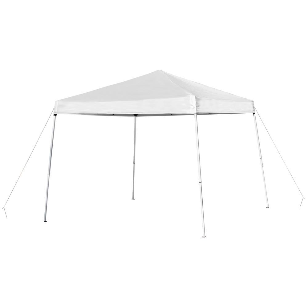 Tent Set - 8'x8' White Canopy Tent, 6-Foot Table, Set of 4 White Folding Chairs. Picture 11