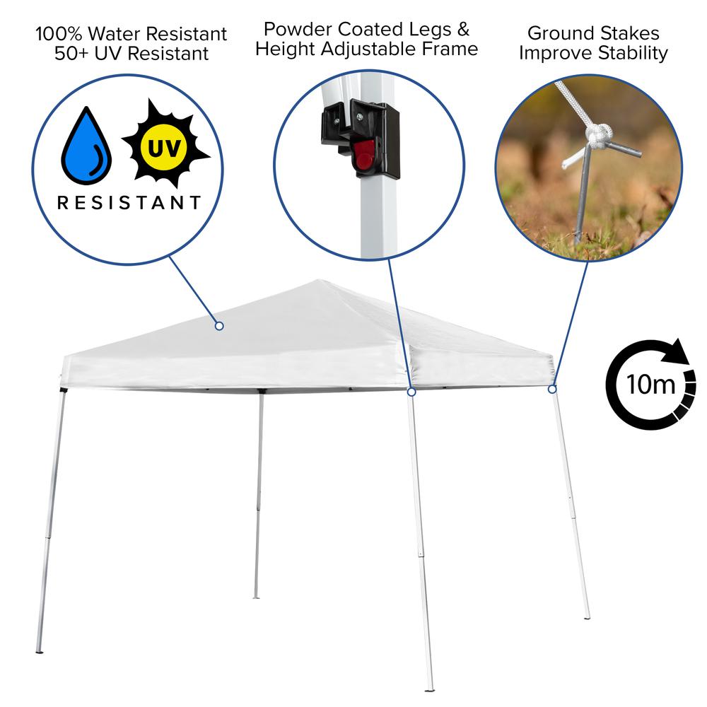 Tent Set - 8'x8' White Canopy Tent, 6-Foot Table, Set of 4 White Folding Chairs. Picture 5