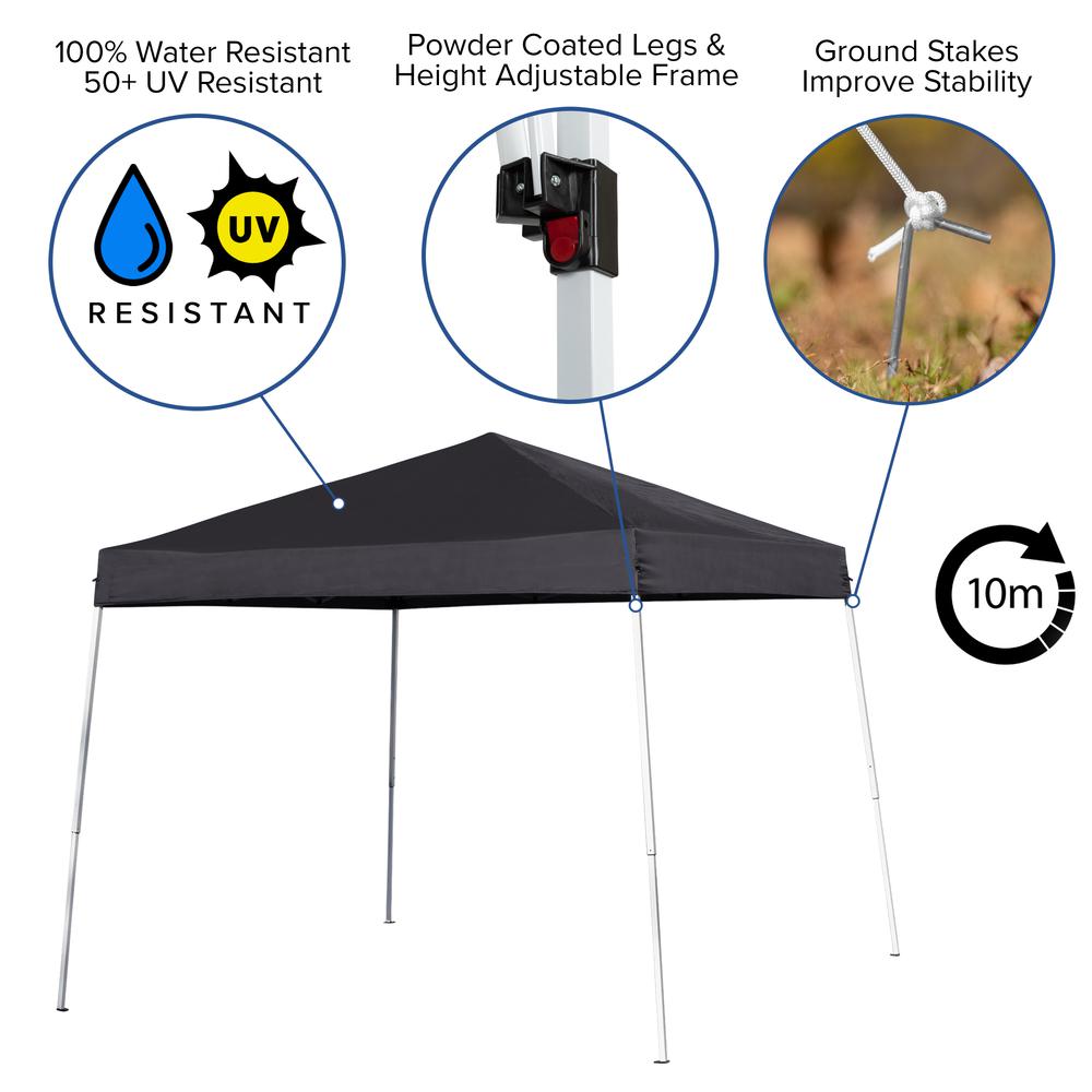 8'x8' Black Outdoor Pop Up Event Slanted Leg Canopy Tent with Carry Bag. Picture 6