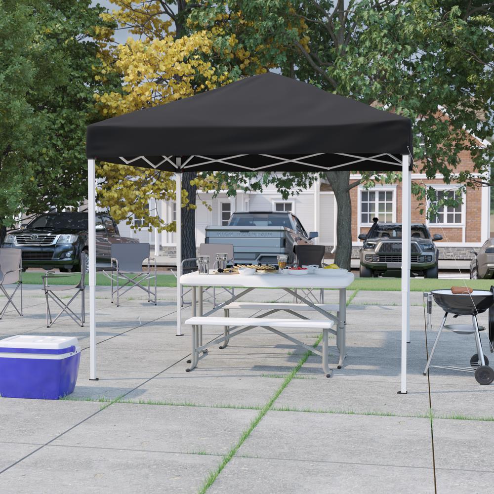 8'x8' Black Outdoor Pop Up Event Slanted Leg Canopy Tent with Carry Bag. Picture 2