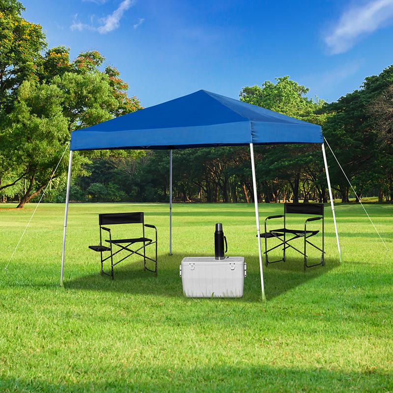 8'x8' Blue Outdoor Pop Up Event Slanted Leg Canopy Tent with Carry Bag. Picture 1
